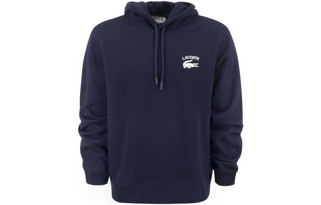 Lacoste FW22 Navy Blue Logo Print Drawstring Hoodie SH9660-166