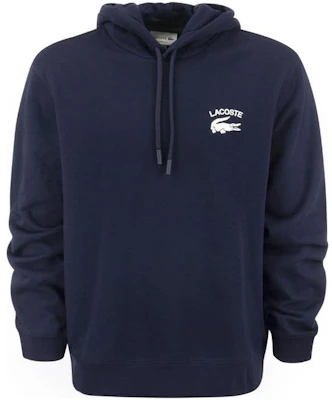 Lacoste FW22 Navy Blue Logo Print Drawstring Hoodie SH9660-166 Buy Lacoste FW22 Navy Blue Logo Print Drawstring Hoodie SH9660-166