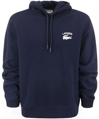 Lacoste FW22 Navy Blue Logo Print Drawstring Hoodie SH9660-166 Order Lacoste FW22 Navy Blue Logo Print Drawstring Hoodie SH9660-166