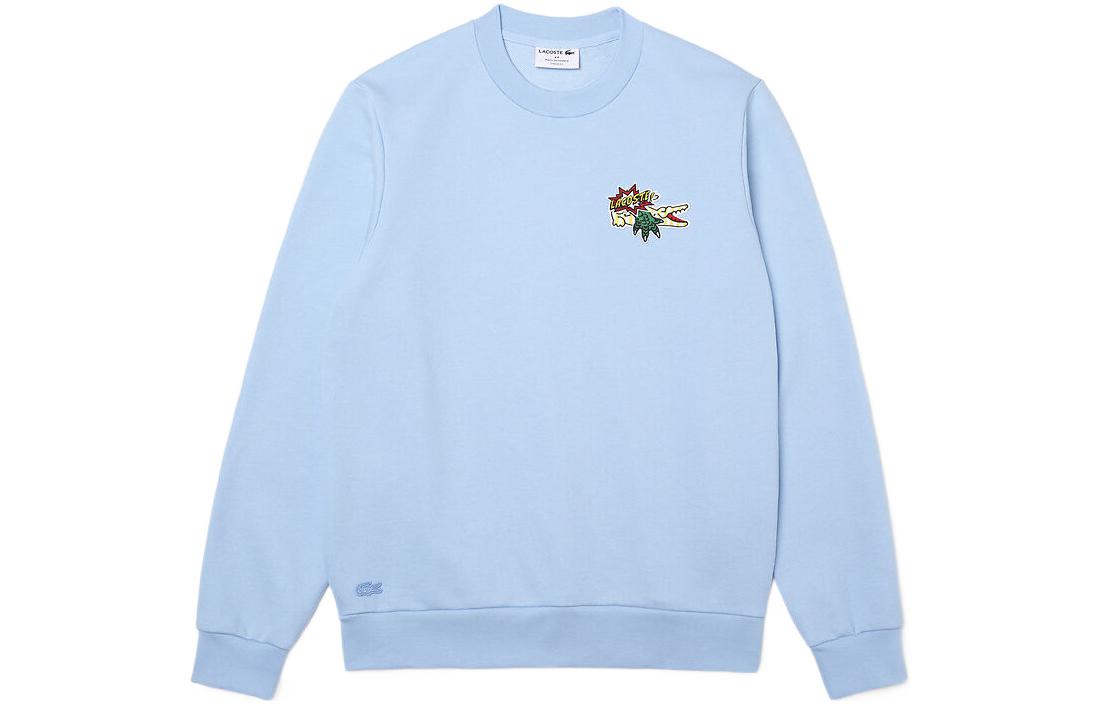 LACOSTE FW22 Pattern Logo Crewneck Sweatshirt Light Blue SH1359-HBP