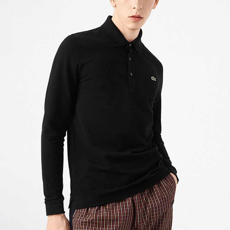 Shop LACOSTE FW22 修身款刺繡鱷魚長袖POLO衫 男款 PH5894L2