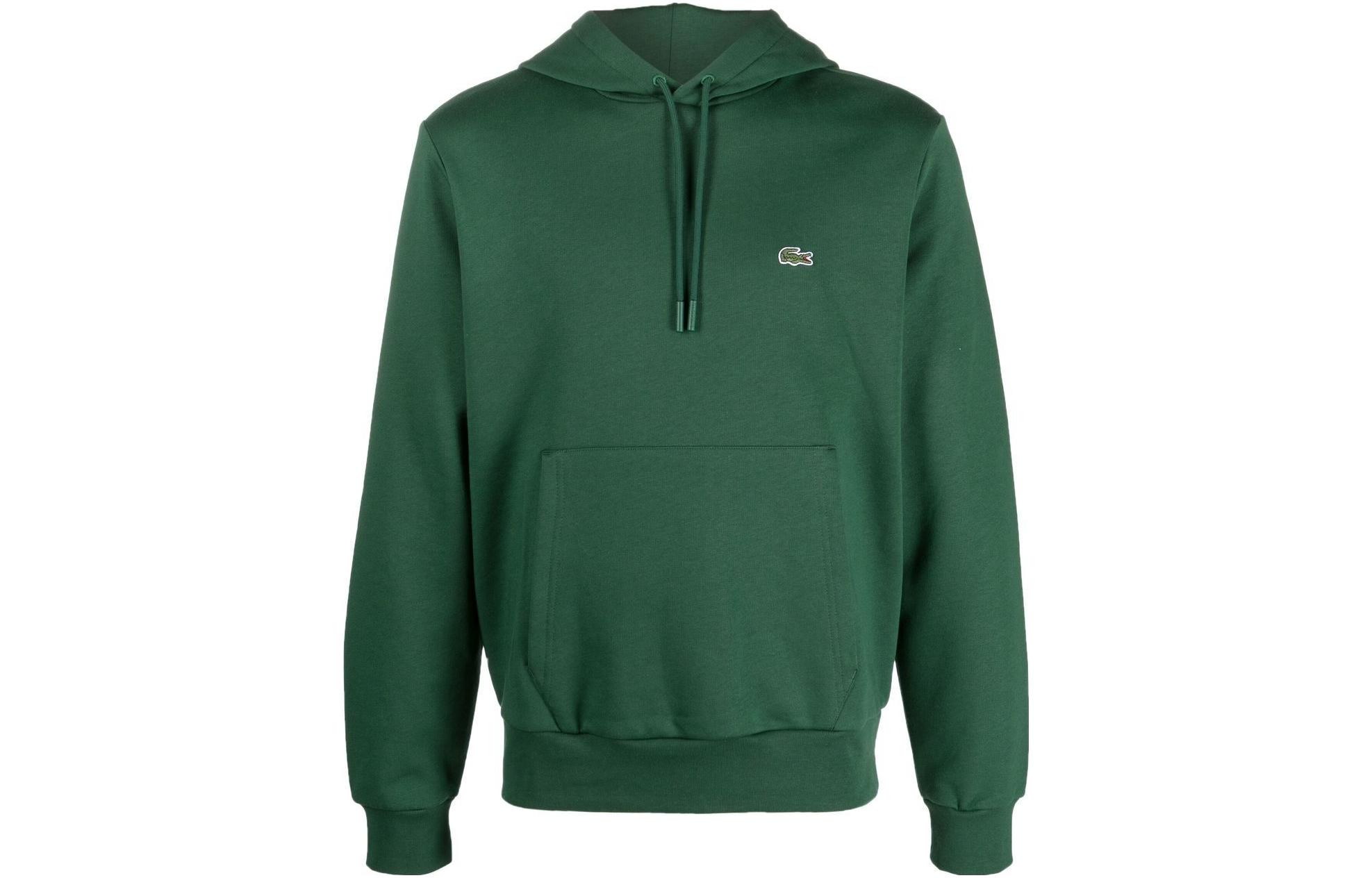 Order Lacoste FW22绿色纯色标志连帽衫休闲卫衣 SH9623-132