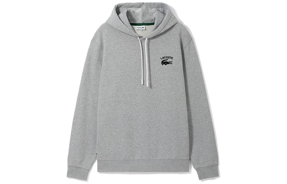 Lacoste FW22 Solid Logo Print Drawstring Hoodie Light Grey SH9660-CCA