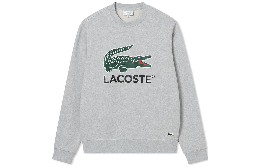 Order Lacoste FW23 Animal Pattern Crewneck Sweatshirt Silver Grey SH1281-CCA
