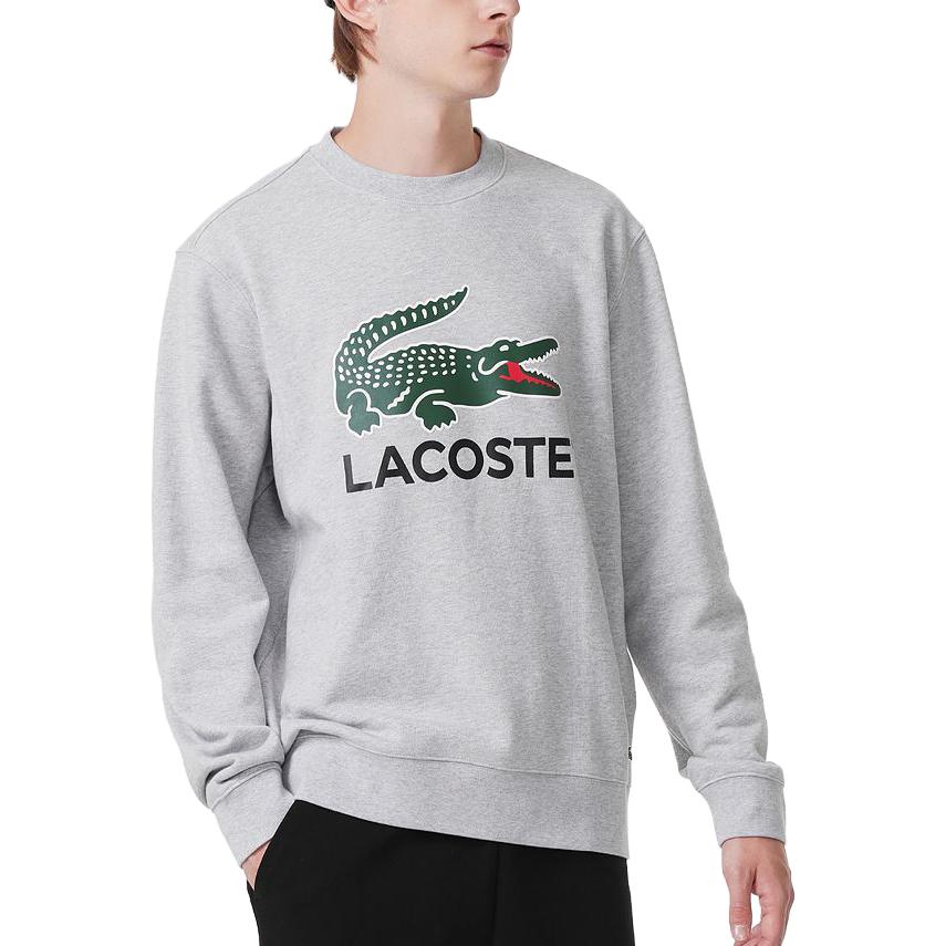 Lookbook Lacoste FW23 Animal Pattern Crewneck Sweatshirt Silver Grey SH1281-CCA