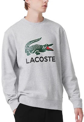 Lacoste FW23 Animal Pattern Crewneck Sweatshirt Silver Grey SH1281-CCA Lookbook Lacoste FW23 Animal Pattern Crewneck Sweatshirt Silver Grey SH1281-CCA