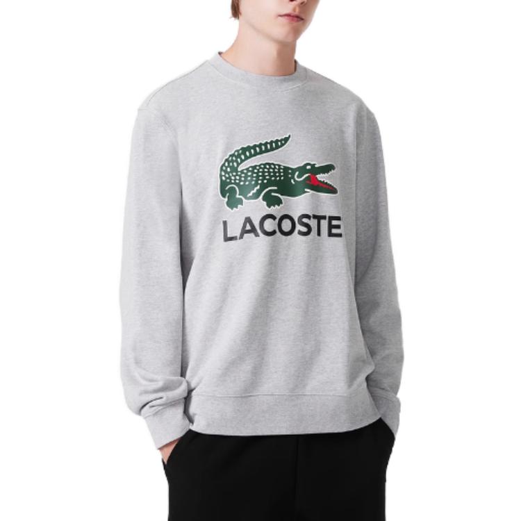 Purchase Lacoste FW23 Animal Pattern Crewneck Sweatshirt Silver Grey SH1281-CCA