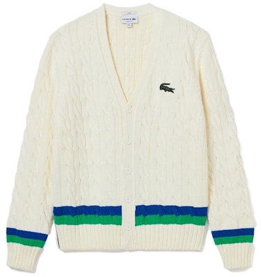 LACOSTE FW23 Colorblock V-Neck Cardigan Sweater Unisex Off-White. AH2114 Order LACOSTE FW23 Colorblock V-Neck Cardigan Sweater Unisex Off-White. AH2114