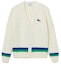 Order LACOSTE FW23 Colorblock V-Neck Cardigan Sweater Unisex Off-White. AH2114