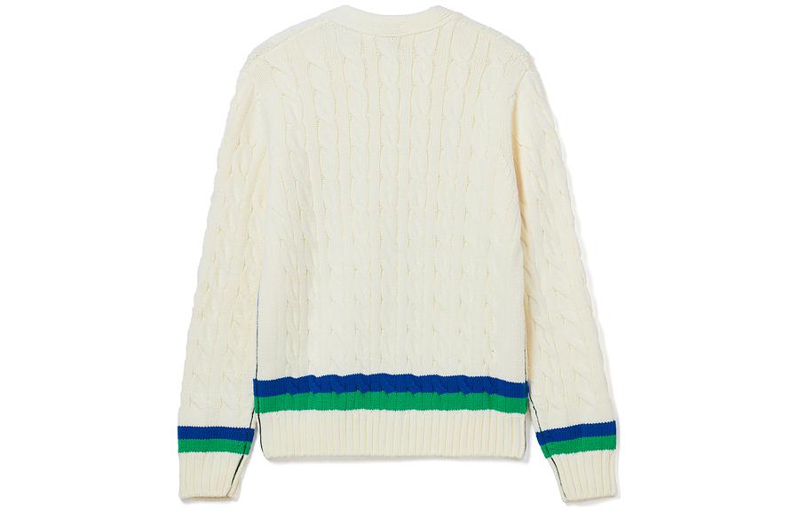 Lookbook LACOSTE FW23 Colorblock V-Neck Cardigan Sweater Unisex Off-White. AH2114