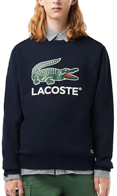 Lacoste FW23 Navy Crewneck Sweatshirt with Animal Print & Bold Lettering SH1281-166 Lookbook Lacoste FW23 Navy Crewneck Sweatshirt with Animal Print & Bold Lettering SH1281-166