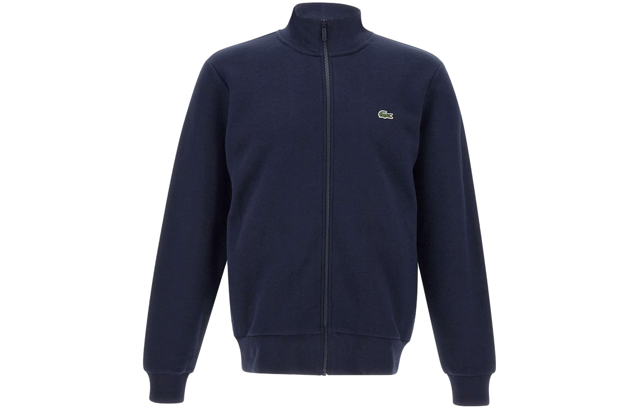 LACOSTE FW23 Navy Zip-Up Jacket with Logo Patch SH9622-166