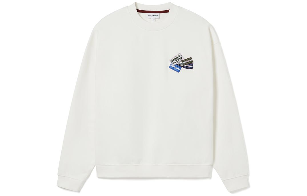 Order Lacoste FW23 White Crewneck Logo Long Sleeve Sweatshirt SH2060-70V