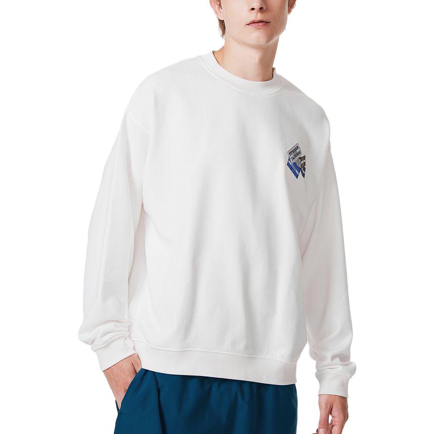 Lookbook Lacoste FW23 White Crewneck Logo Long Sleeve Sweatshirt SH2060-70V