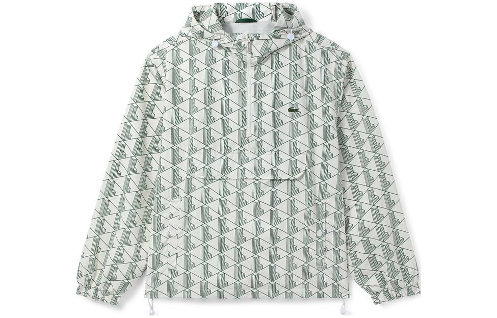 LACOSTE Geometric Pattern Half-Zip Sweatshirt Unisex Green Plaid Design. BH2750