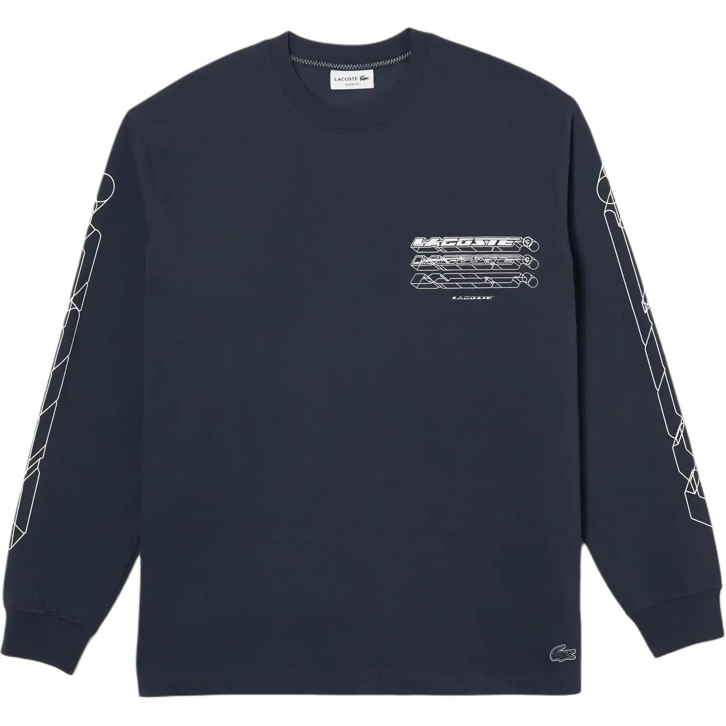 LACOSTE Graphic Crewneck Sweatshirt Navy Blue TH5528-KXE