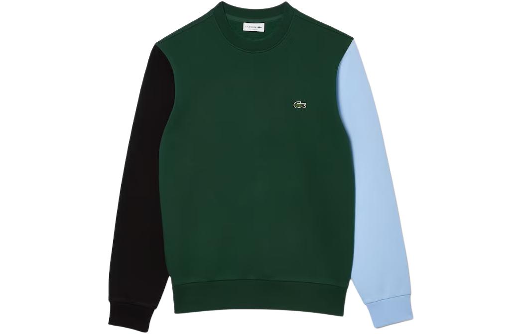 LACOSTE Green Blue Crewneck Sweatshirt with Animal Patch Logo SH9615-UG6