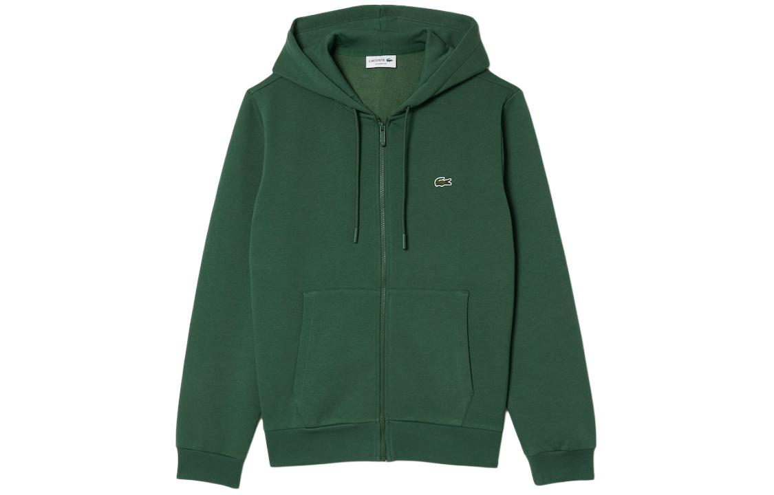 Lacoste Green Hoodie with Animal Graphic and Full-Zip Design SH9626-SMI