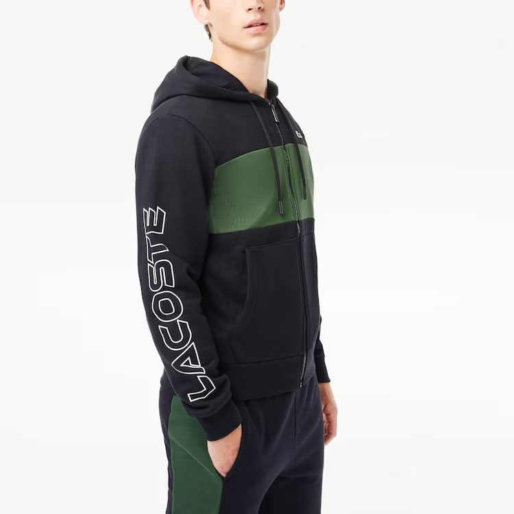 Lacoste Green Hoodie with Letter Print, Drawstring, and Zipper Design SH1416-MI7 圖 3