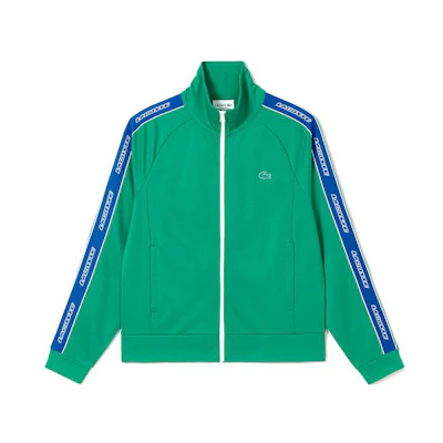 LACOSTE Green Letter Print Full-Zip Sweatshirt with Stand Collar SH0081-HD2