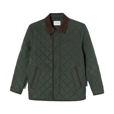 LACOSTE Green Solid Color Long Sleeve Collared Jacket BH570E-53N-SMI