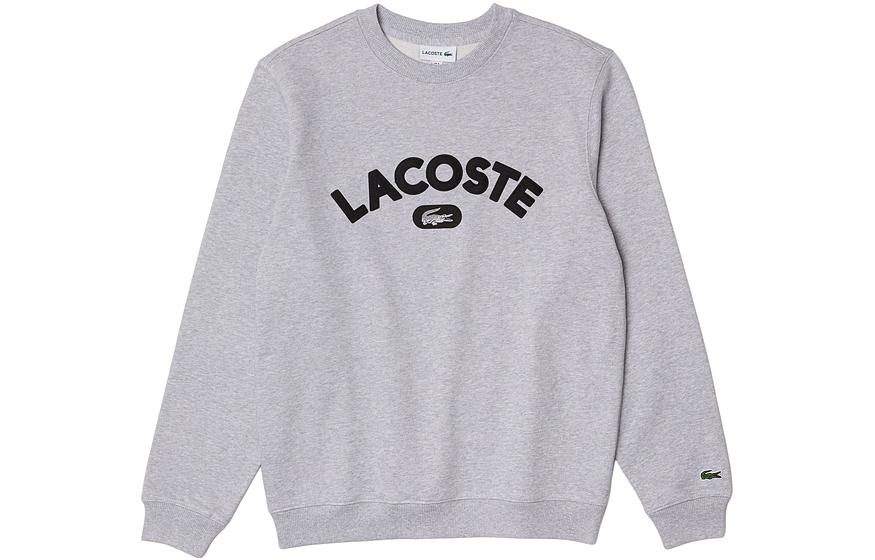 Order Lacoste Grey Crewneck Sweatshirt with Letter Print SH6873-1-CCA