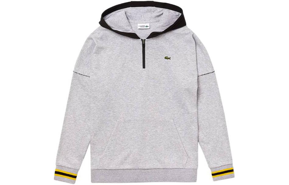 Lacoste Grey Half-Zip Colorblock Hoodie Long Sleeve Sweatshirt SH4889-51-YAB