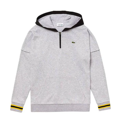 Lacoste Grey Half-Zip Colorblock Hoodie Long Sleeve Sweatshirt SH4889-51-YAB
