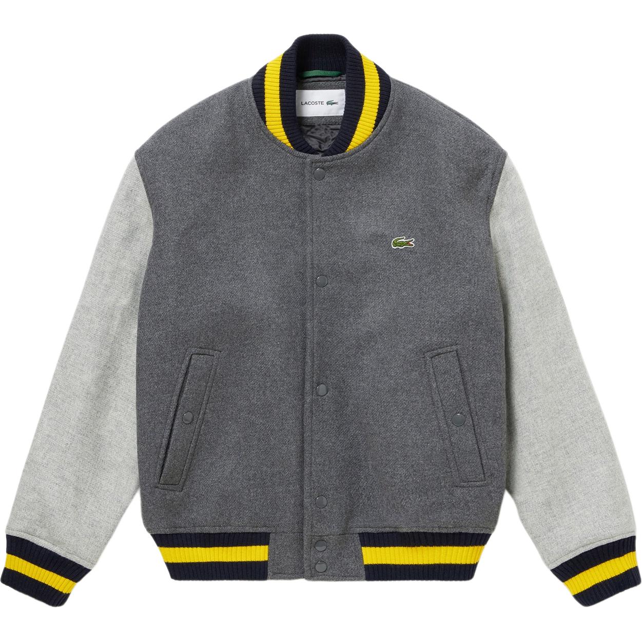 LACOSTE Grey Striped Button Baseball Jacket Long Sleeve Outerwear BH8213-QIV