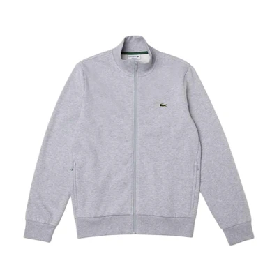 Lacoste Grey Zip-Up Jacket - Solid Color Stand Collar Casual Fit SH9622-CCA