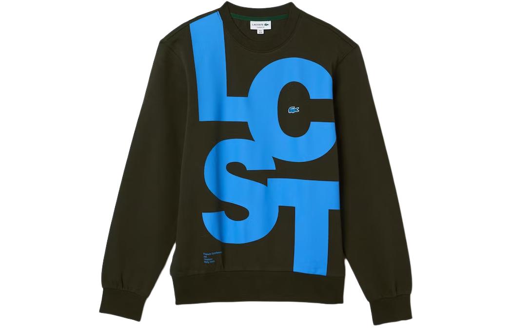 LACOSTE Khaki Green Color-Block Logo Cotton Sweatshirt SH0233-S7T
