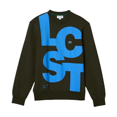 LACOSTE Khaki Green Color-Block Logo Cotton Sweatshirt SH0233-S7T