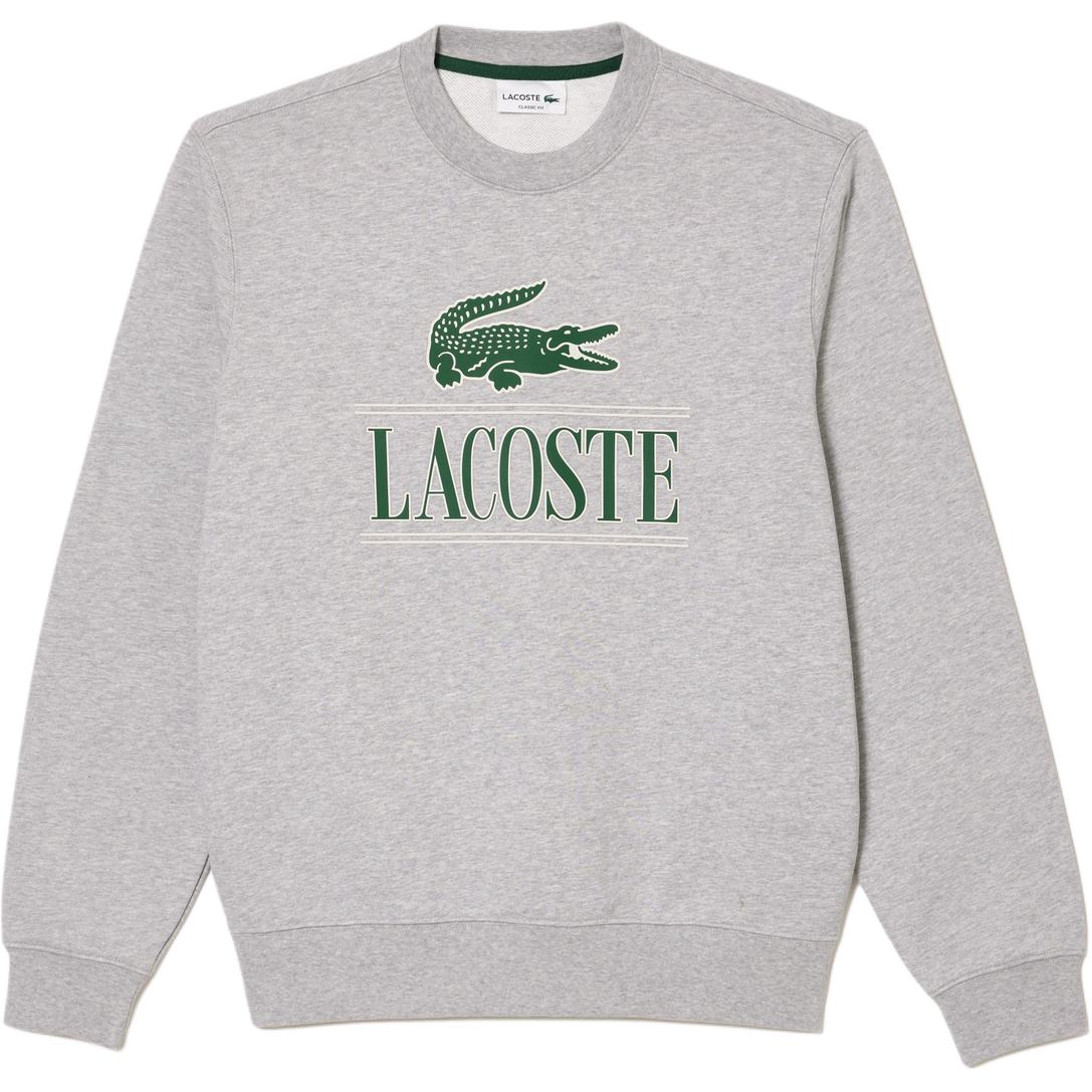 LACOSTE Letter Print Crewneck Sweatshirt Unisex - Gray SH1228-CCA