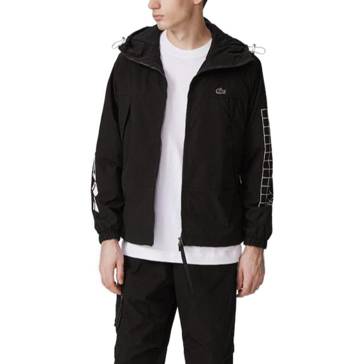 Lookbook Lacoste Letter Print Zip-Up Hoodie Jacket - French Crocodile Style BH0161