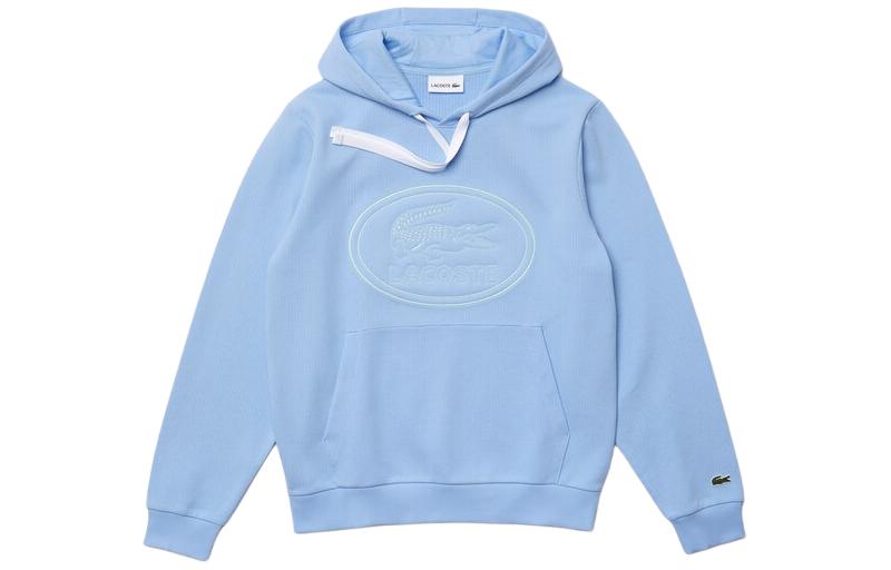 LACOSTE Light Blue Logo Print Pullover Hoodie with Drawstring SH0532-51-FSL