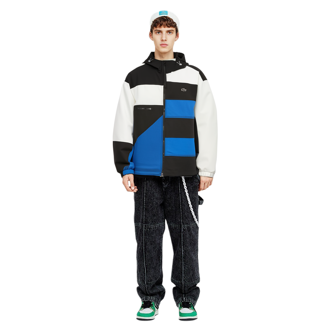 Lookbook Lacoste Lightweight Colorblock Hoodie Jacket - Black/White/Blue BH0150-SE1
