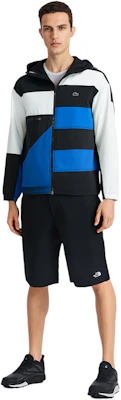 Lacoste Lightweight Colorblock Hoodie Jacket - Black/White/Blue BH0150-SE1 Shop Lacoste Lightweight Colorblock Hoodie Jacket - Black/White/Blue BH0150-SE1