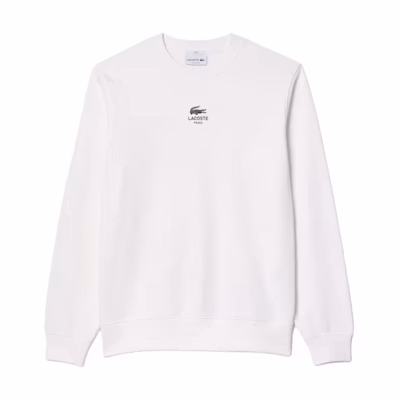 LACOSTE Logo Colorblock Crewneck Sweatshirt Unisex White SH2736-70V