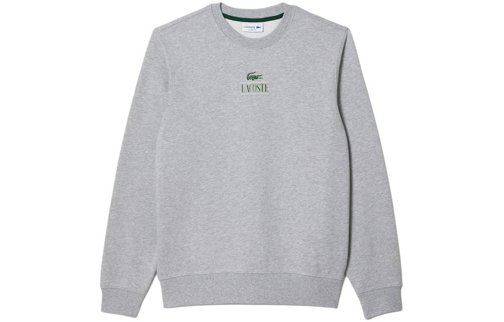 LACOSTE Logo Print Crew Neck Sweatshirt Unisex Gray SH1156-CCA