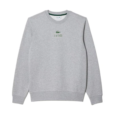 LACOSTE Logo Print Crew Neck Sweatshirt Unisex Gray SH1156-CCA