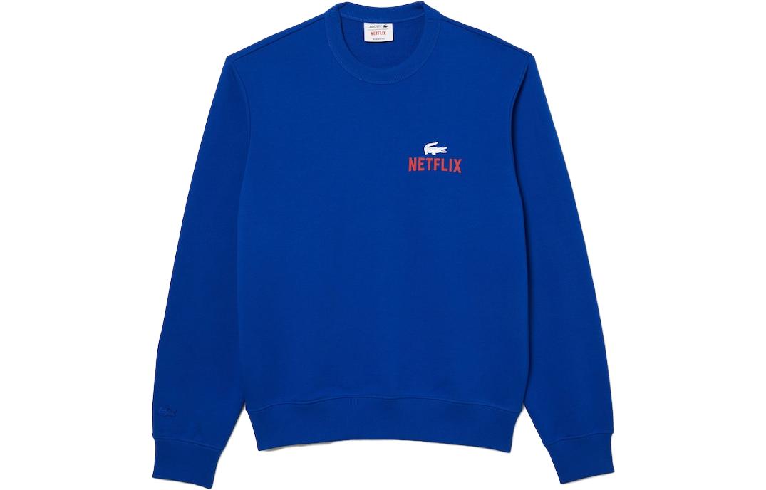 LACOSTE Logo Printed Blue Sweatshirt Unisex Casual Sportswear SH7717