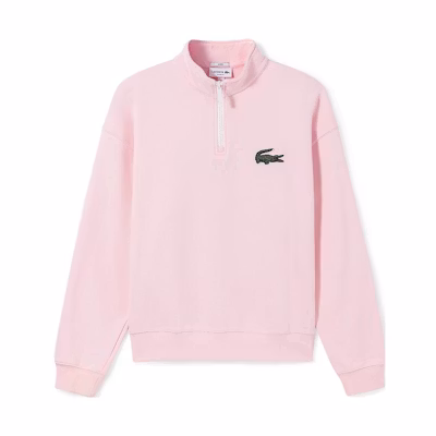 LACOSTE Logo Printed Half-Zip Collar Sweatshirt Unisex Pink SH0069-138044