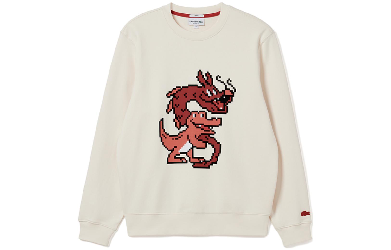 Order Lacoste Lunar New Year Cartoon Print Cream White Unisex Sweatshirt SH4755-XFJ