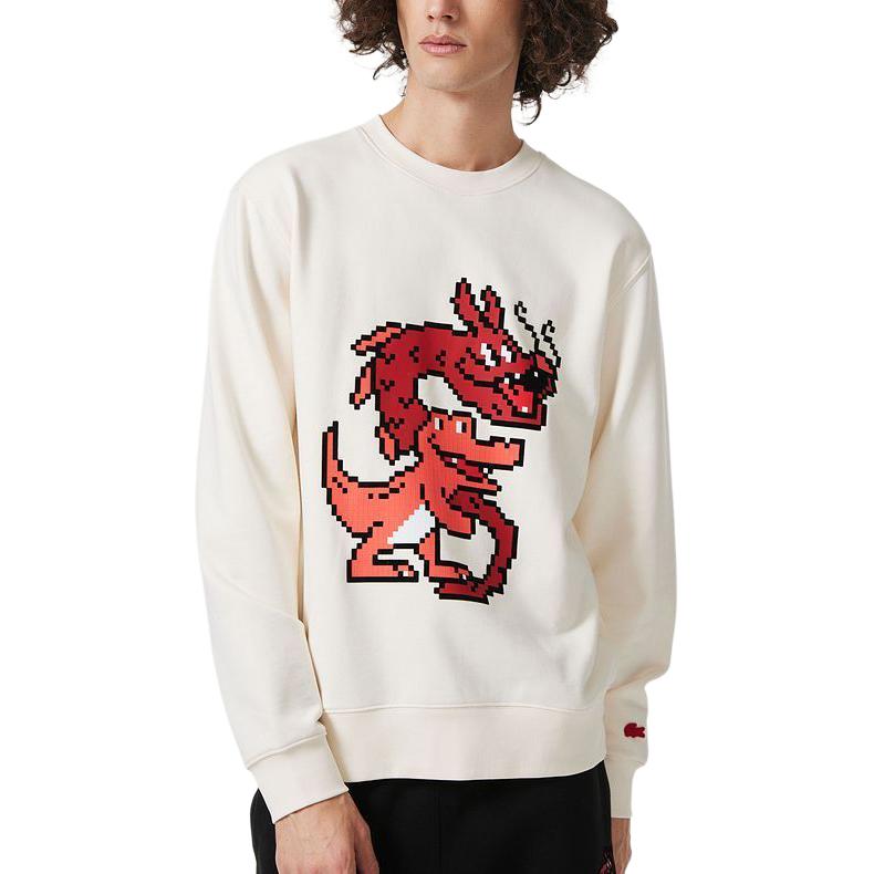 Purchase Lacoste Lunar New Year Cartoon Print Cream White Unisex Sweatshirt SH4755-XFJ