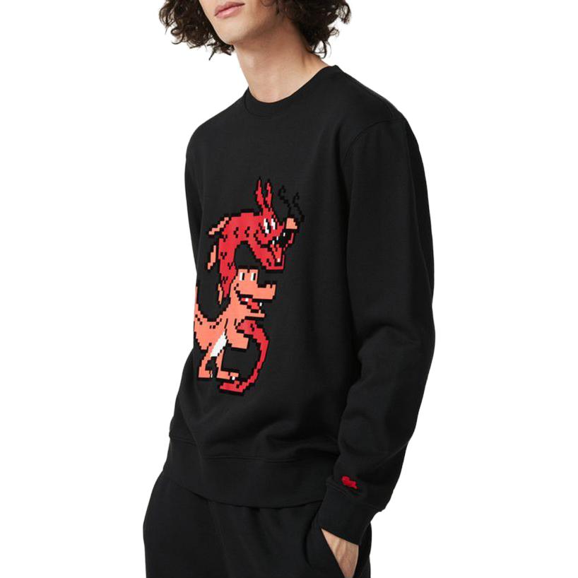 Lookbook Lacoste Lunar New Year Cartoon Print Crewneck Sweatshirt Unisex Black SH4755-031