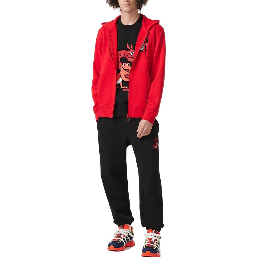 Lookbook LACOSTE Lunar New Year Cartoon Print Hoodie Unisex Red SH4758-240