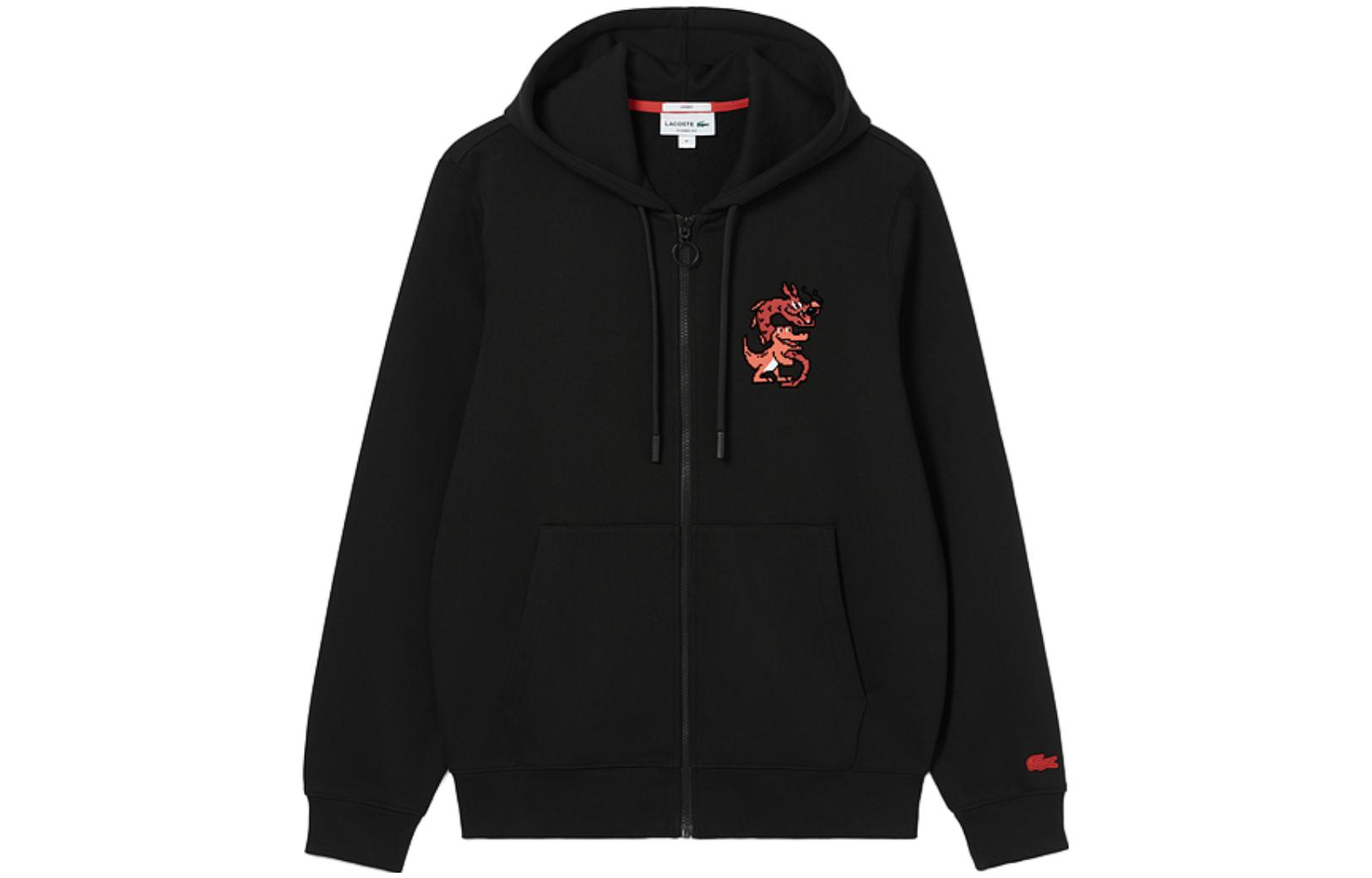 Lacoste Lunar New Year Dragon Cartoon Hoodie Black Unisex SH4758-031
