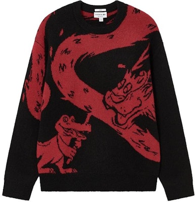 LACOSTE Lunar New Year Dragon Series Colorblock Sweater Unisex Black AH8266-939 Order LACOSTE Lunar New Year Dragon Series Colorblock Sweater Unisex Black AH8266-939