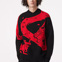 Shop LACOSTE 新年龍系列拼色毛衣 男女款 黑色 AH8266-939