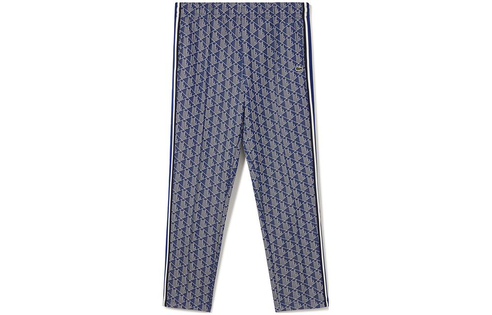 LACOSTE Men’s Blue Embroidered Animal Print Relaxed Fit Casual Pants. XH1440-QIE